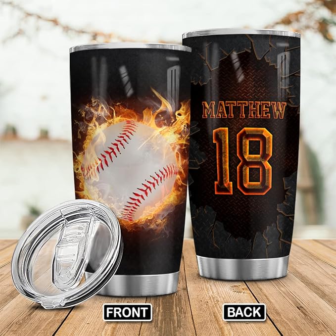 Wassmin Personalized Baseball Tumbler Sports Cups With Lids Gifts For Players Lovers Fan Coach Stainless Steel Insulated Tumblers 20oz 30oz Coffee Travel Mug Birthday Christmas Presents - Bloomnest