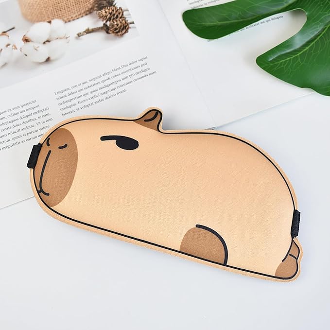Cute Capybara Sleeping Mask Eye Mask Funny Animal 3D Contoured Sleep Mask Soft Breathable Blindfold Travel Eye Cover Eyeshade for Kids Adults Girls Boys Women Men (Capybara, Brown) - Bloomnest