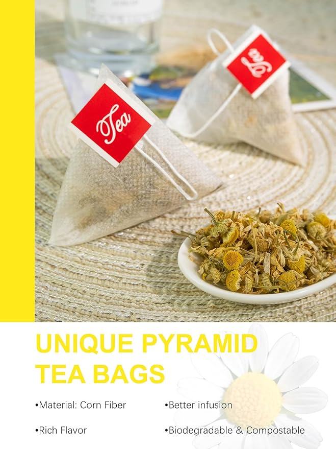 TeeLux Chamomile Tea Bags, 1.5g/bag, Pure Natural Chamomile Flowers Herbal Tea, Caffeine Free, 100 Count - Bloomnest