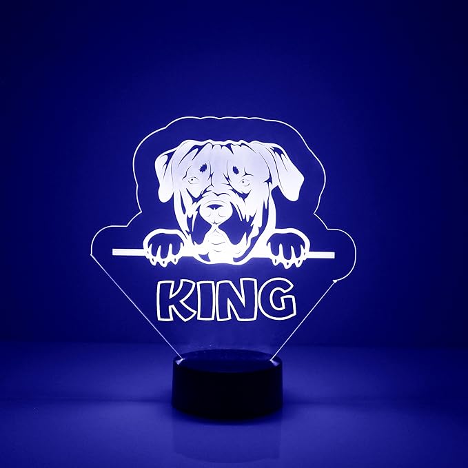 Custom Dog LED Sign Night Light Lamp with Remote, Light Up Display with Personalized Name or Image, Customized, Made in The USA, Clear Acrylic Home Decor Design with 16 Colors, 4 Modes (Rottweiler) - Bloomnest