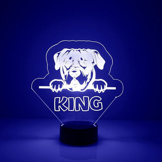 Custom Dog LED Sign Night Light Lamp with Remote, Light Up Display with Personalized Name or Image, Customized, Made in The USA, Clear Acrylic Home Decor Design with 16 Colors, 4 Modes (Rottweiler) - Bloomnest