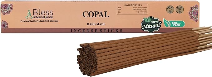 Bless-Copal 100%-Natural-Handmade-Hand-Dipped-Incense-Sticks Organic-Chemicals-Charcoal-Free Purification-Relaxation-Positivity-Yoga-Meditation Best-Woods-Scent (25 Sticks (1.4 OZ)) BlessInternational
