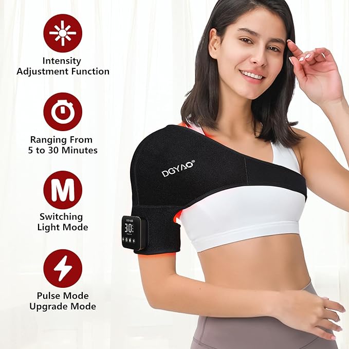 Cordless Shoulder Red Light Therapy Belt, Portable Near Infrared Light Therapy, 4000mhA Rechargeable 3-in-1 Relieve Shoulder Pain - Bloomnest