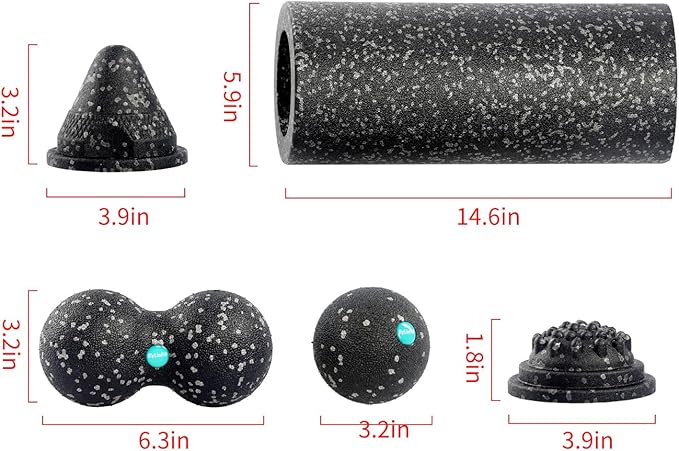 5-in-1 Foam Roller Set for Muscle Recovery – Includes Yoga Roller, Massage Ball, Peanut Ball, Cone, and Acupressure Disc – for Back, Legs, and Full Body Relief - Bloomnest
