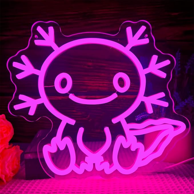 Axolotl Neon Sign Dimmable Axolotl Led Sign Light for Wall Decor axolotl Neon Light Up Sign for Party Home Office Children Bedroom Christmas Gift - Bloomnest