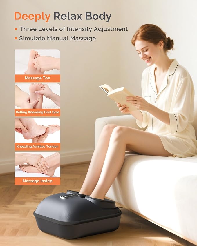 AIRSEE Shiatsu Foot Massager for Plantar Fasciitis, Deep Kneading Therapy, Air Compression, Feet Massage with Heat, Vibration, Rolling, Relief for Tired Muscle & Plantar, for Women Men, Size 12 - Bloomnest