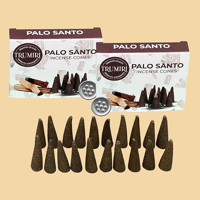 TRUMIRI Palo Santo Incense Cones - Total 20 Cone Incense - Dual Pack of 10 Insence Cones - Incense Cones Scented - Cone Incense Scents - Insense Cones - Incent Cone TRUMIRI
