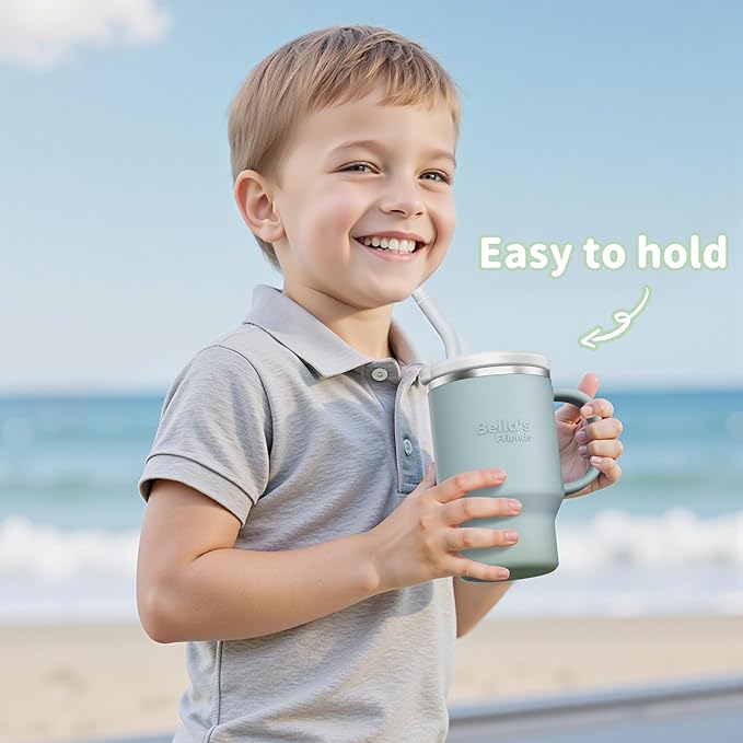 Bella's Friends Handy Mini Tumbler – Adorable 9 oz Sippy Cup for Toddlers 1-3 years old, Flexible Straw, Stainless Interior & Silicone Body, Leak‑Proof, Dishwasher Safe, Ideal for Travel or At Home - Bloomnest