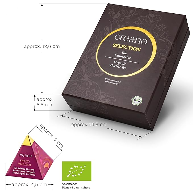 Creano Organic Herbal Tea Gift Set "Organic Herbal Tea" – 12 Pyramid Tea Bags in 9 Different Varieties – 30g* - Bloomnest
