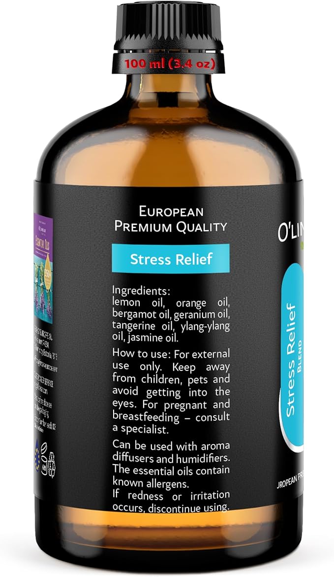 O’Linear Stress Relief Essential Oil Blends - Calming Essential Oil for Diffuser - Aromatherapy Relaxing Blend Oil - Essential Oils for Air Purifier 3.4 oz (100ml) - Bloomnest
