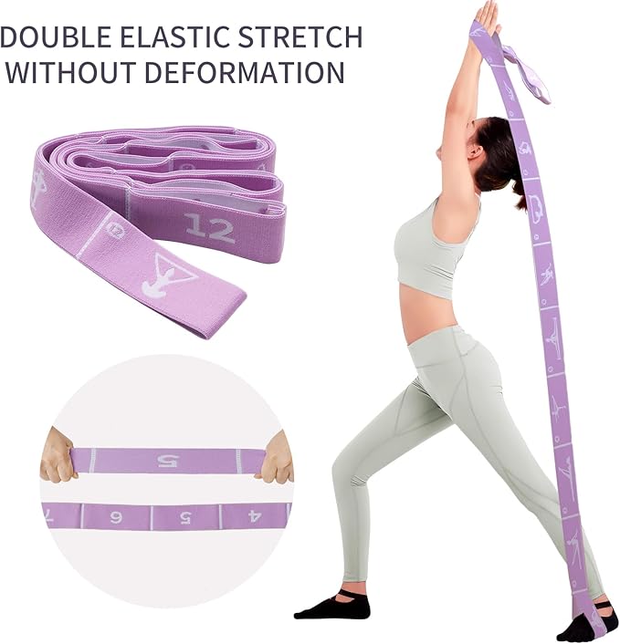 Multi-Functional Slimming Resistance Bands Yoga Straps Elastic Stretching Band 10/12 Loops for Pilates, Latin Training, Dance, Gymnastics, Fitness, Ballet and Physical Therapy - Bloomnest