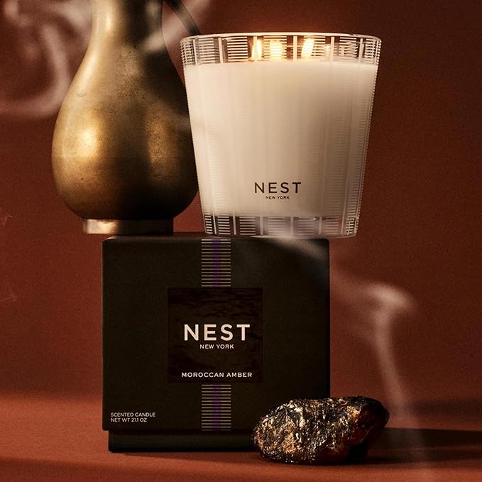 NEST New York Scented 3-Wick Candle, Moroccan Amber - 21.2 oz - Up to 100-Hour Burn Time - Reusable Glass Vessel - Bloomnest