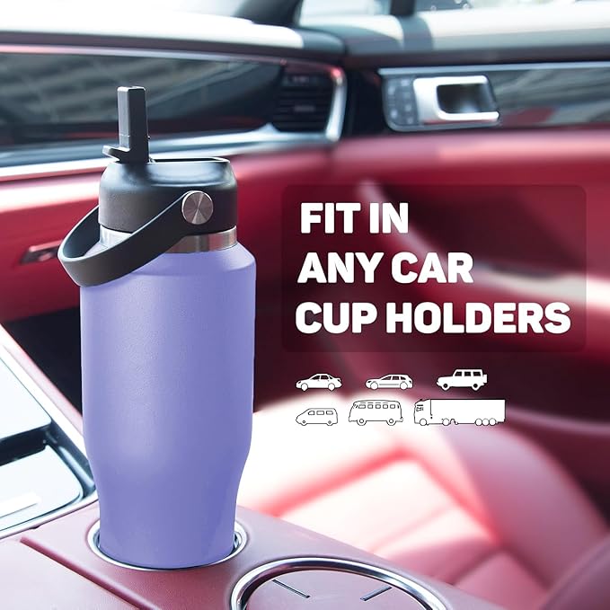 40oz Insulated Water Bottle Keep Cold 24h&Hot 12h, Double Wall Vacuum Insulated Water Bottles with Straw/Spout Lid, Stainless Steel Water Bottles that Fit in Any Car Cup Holder, Leak-proof - Bloomnest