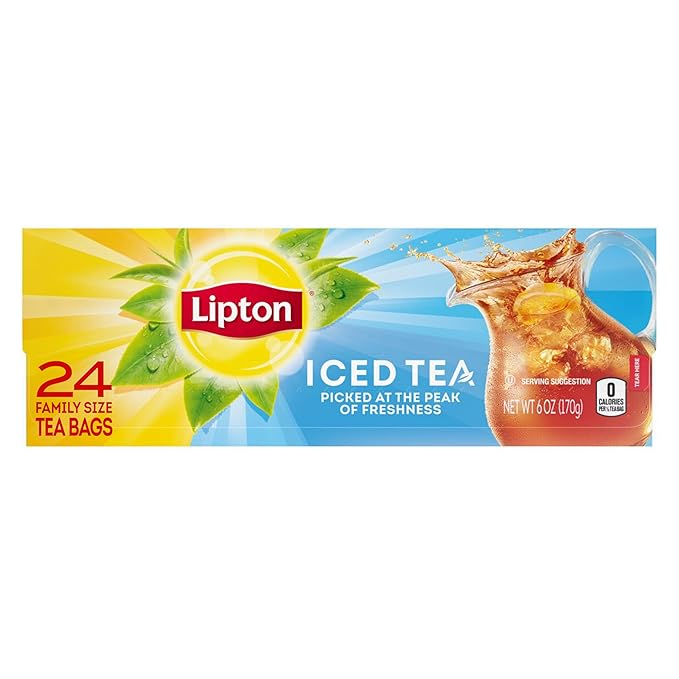 Lipton Unsweetened Iced Tea Bags, Family Size Zero Calories, 144 Total Tea Bags (24ct - Pack of 6) - Bloomnest