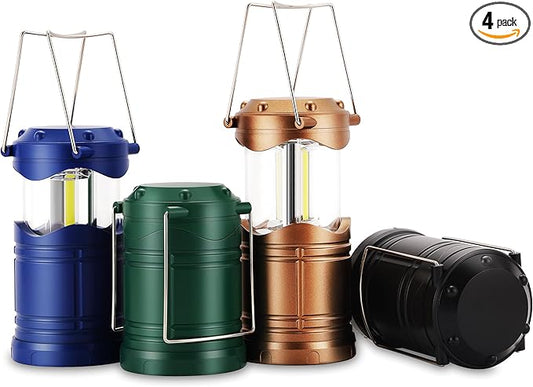 Lichamp LED Camping Lantern, 4 Pack Battery Powered Flashlight for Power Outages, Portable Collapsible Hanging Light Essential for Home, Outdoor, Emergency Lamp Survival Kit Gear for Hurricane, C5 - Bloomnest