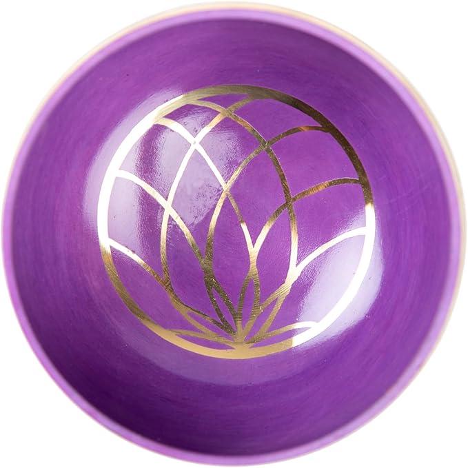 Tibetan Singing Bowl Set - 4" Easy To Play Authentic Handmade For Meditation Sound 7 Chakra Healing By HIMALAYAN BAZAAR (Purple, 4") - Bloomnest