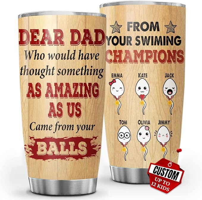Custom Gifts for Dad Personalized Funny Fathers Day Tumbler from Daughter Son with Kids Names Daddy Gifts from Kids for Fathers Day Birthday 20oz Cup with Lid Vacuum Insulated Travel Coffee Mug - Bloomnest