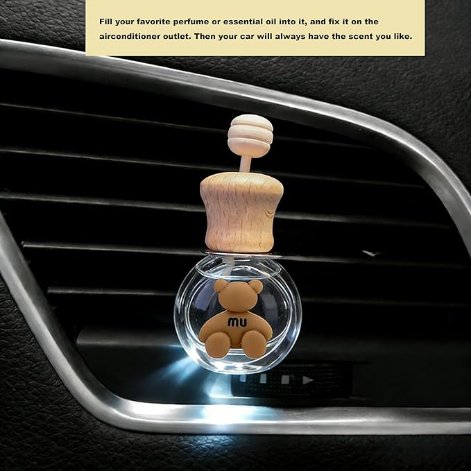 2 Pack Car Air Freshener Diffuser Bottle Refillable Empty Glass Perfume Bottle with Vent Clip, Drift Car Air Freshener Clip Essential Oil Diffuser for Car Oil Diffusers Interior Decor-A5 - Bloomnest