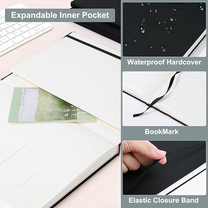 COMIX B5 Lined Journal Notebooks, 240 Pages, 6.9 x 9.8 Inches, Black, Hardcover Journaling Notebooks for Men & Women- Fits for Office, Business, School, Notes Taking & Writing - Bloomnest