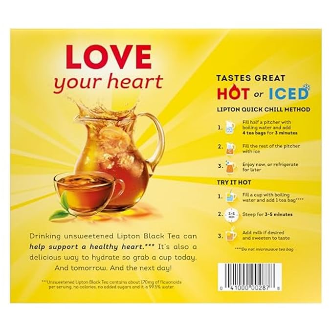 Lipton Black Tea Bags,Hot or Iced,Black tea with Caffeine,1200 Total Bags (100ct),(Pack of 12) - Bloomnest