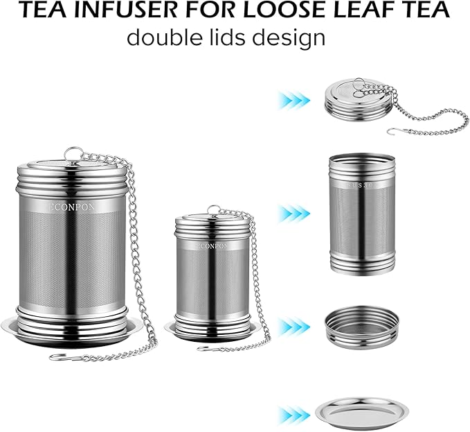 2 Pack Reusable Tea Steeper Extra Fine Mesh Tea Infuser Stainless Steel Tea Strainer for Loose Leaf Tea - Bloomnest