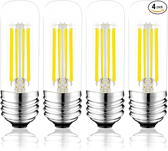 3.2 Inch 5000K Daylight White E26 LED Bulb 60 Watt Equal, AC 120V 600LM Edison Bulbs Dimmable, 6W T10 T30 Filament Light Bulbs Clear Glass for Fan Pendant Wall Light, UL Listed-4 Pack - Bloomnest