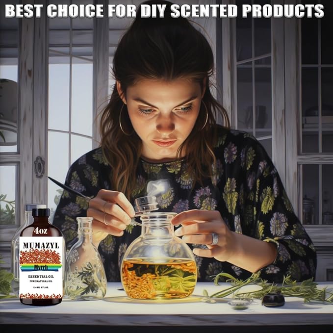 Myrrh Essential Oil, Myrrh Oil 4 Fl Oz 120ML for Diffuser Humidifier Yoga Cleaning DIY Candle Soap Making Essential Oils - Bloomnest