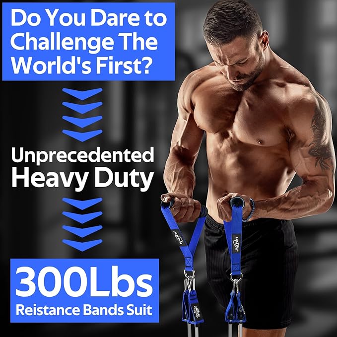 WALITO Resistance Bands Set - Exercise Bands with Handles, Door Anchor, Legs Ankle Straps, for Heavy Resistance Training, Physical Therapy, Muscle Training, Yoga, Home Workouts, Gym - Bloomnest
