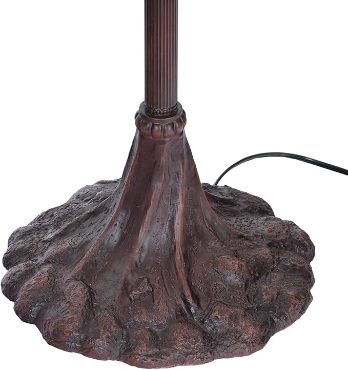 Bieye L10766 Grapes Tiffany Style Stained Glass Double-Lit Floor Lamp with Owl Night Light, 18" Wx65 H - Bloomnest
