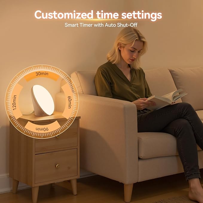 Light Therapy Lamp with 10000 Lux Sun Light & 670nm Red Night Light, Sleep Aid & Mood Boosting Lamp, 5 Color Temperatures, 5 Brightness Levels, 4 Timer Settings, Smart Touch & Remote Control - Bloomnest