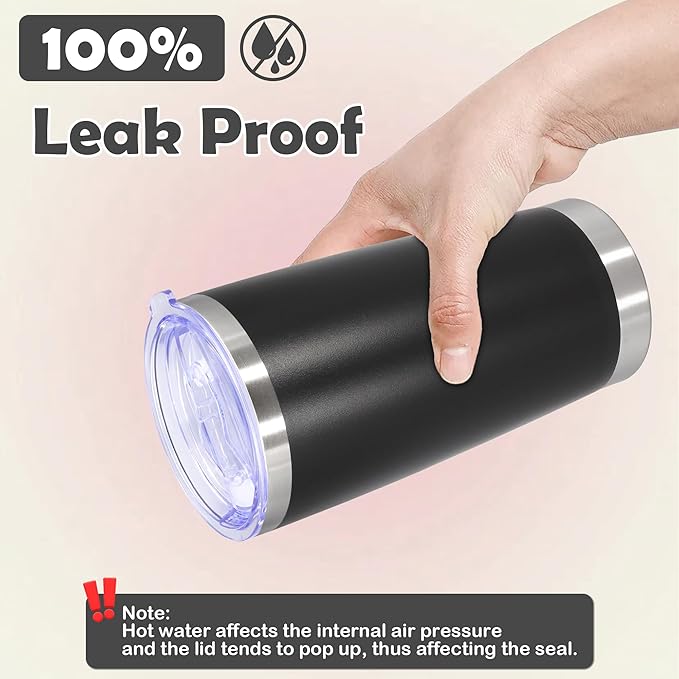 20oz Tumbler Stainless Steel Tumbler Cup with Lid Vacuum Insulated Double Wall Travel Mug, Durable Powder Coated Travel Coffee Tumbler Mug for Hot & Cold Drinks, Black,1 Pack