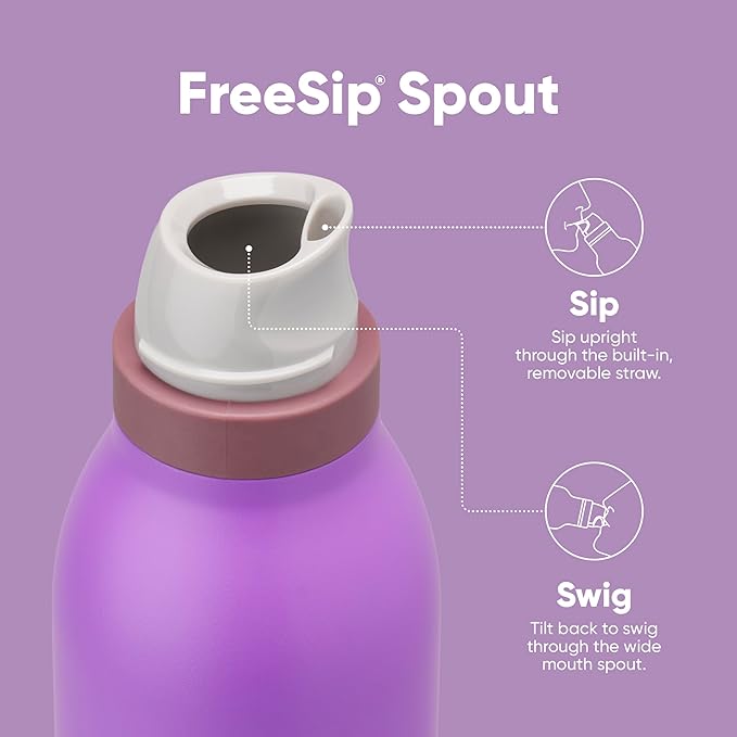 Owala FreeSip Twist Insulated Stainless Steel Water Bottle with Straw for Sports and Travel, BPA-Free, 18-oz, Purple (California Grapevine) Owala