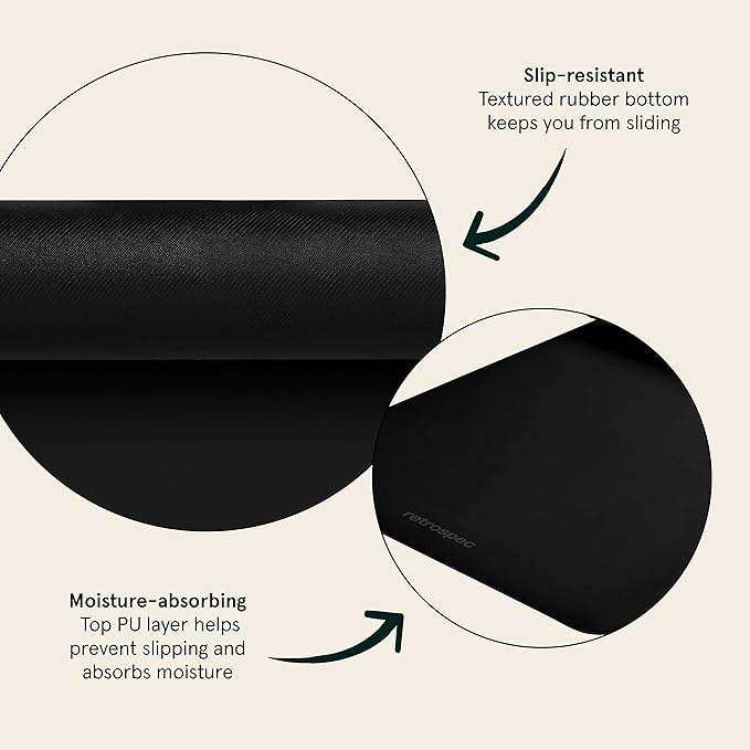 Retrospec Laguna 5mm Yoga Mat - Fitness Mat for Women, Men & Children, Slip-Resistant and Moisture Absorbing Exercise Mat for Home, Pilates, Yoga and Floor Workouts - Bloomnest