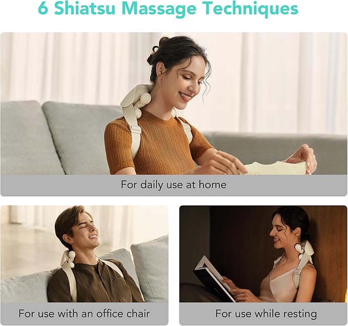 SKG Neck Massager for Pain Relief Deep Tissue Cordless Shiatsu Neck and Shoulder Massger with Heat Gifts for Men and Women Dad Mom Grandpa - Bloomnest