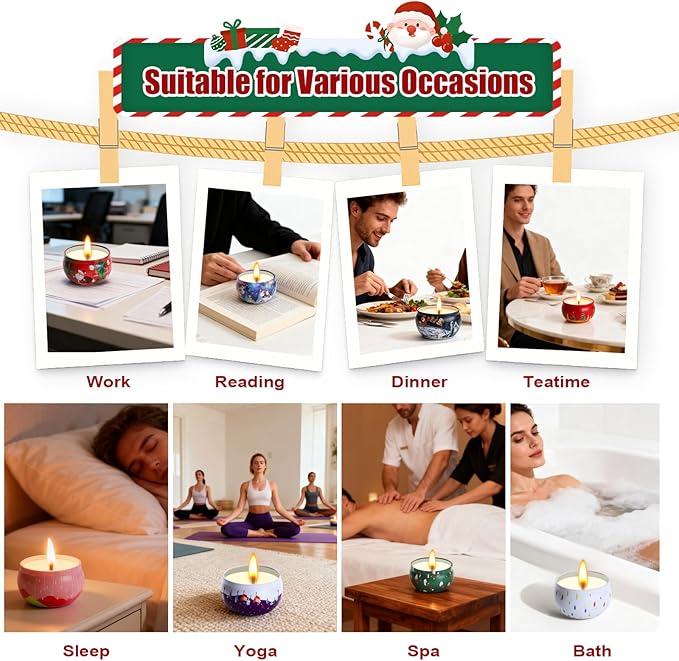 12 Pack Christmas Scented Candles with Natural Soy Wax, Long Lasting Aromatherapy Soy Candles for Home Scented, Christmas Candles Gift Set for Women & Friends - Bloomnest
