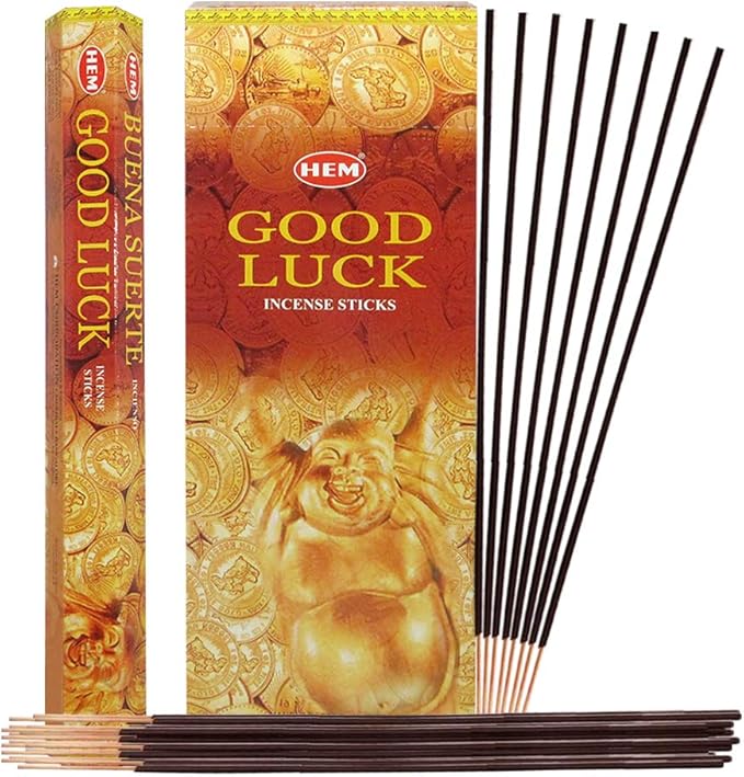 Good Luck Incense Sticks and Incense Stick Holder Bundle Insence Insense Hem Incense Sticks