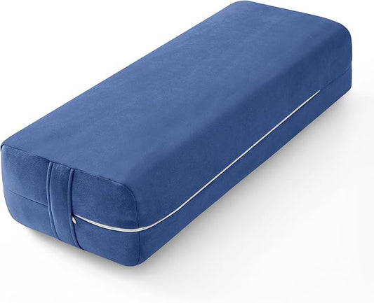 Wellsin Rectangular Yoga Bolster - Meditation Pillow with Washable Suede Cover, 27"X10" X5.5" - Bloomnest