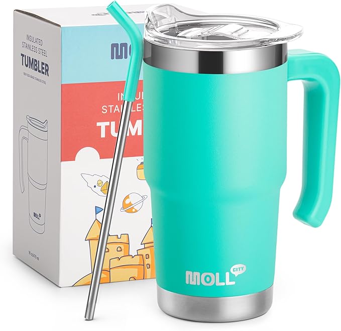 16 oz Tumbler Stainless Steel Double Wall Vacuum Insulated Coffee Tumbler with Lid and Straw-Reusable Travel Mug Cup for Women(Teal) - Bloomnest