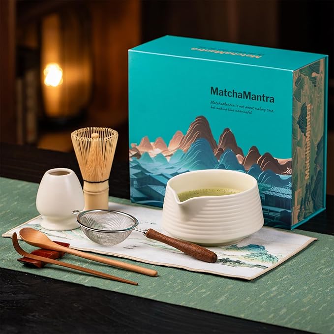 Premium Matcha Ceremony Set – Complete 9-Pcs Ritual Kit – Presented in Luxury Magnetic Gift Box, Perfect for Gifting or Self-Care (White) - Bloomnest
