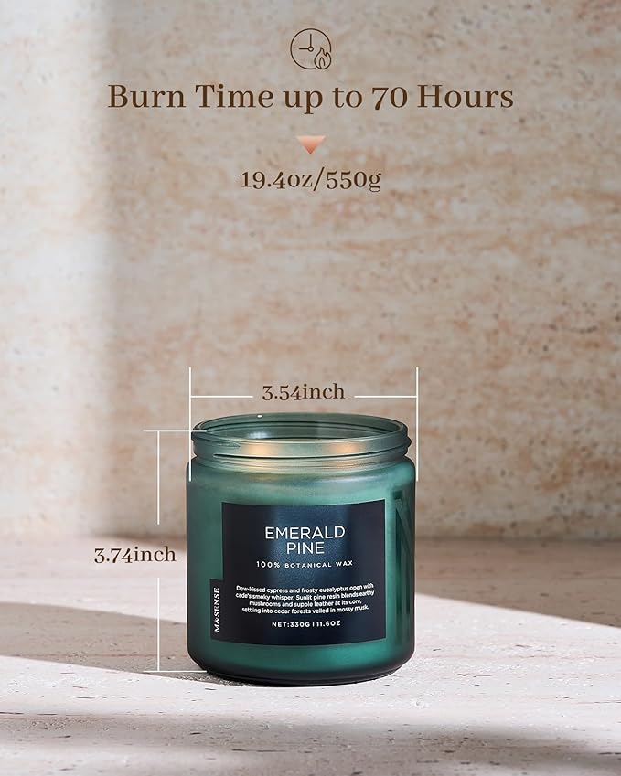 M&SENSE Pine Scented Candles Natural Soy Wax Clean Non Toxic 11.6oz 70 Hours Large Long Lasting Christmas Winter Scented 2 Wicks Candle Gift for Holiday & Family Friends Teachers - Bloomnest