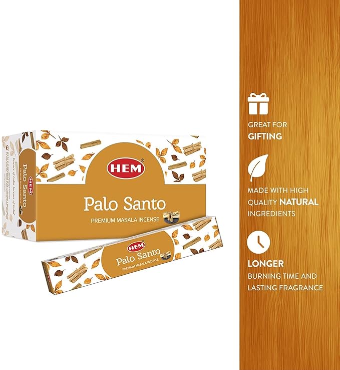 Hem Palo Santo Masala Incense Sticks | Smudge Healing Incense | Natural Fragrance of Sandalwood for Positivity | for Stress Relief & Cleansing | Gift Set - Pack of 12 (15 GMS Each) HEM