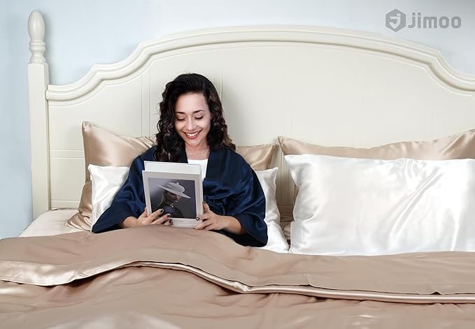 100% Mulberry Silk Pillowcase for Hair and Skin, 22 Momme Pure Natural Silk Pillow Case Both Sided with Zipper, Pillow Cover for Women Mom Men (Ivory White, King 20''×40'', 1 Pack) - Bloomnest