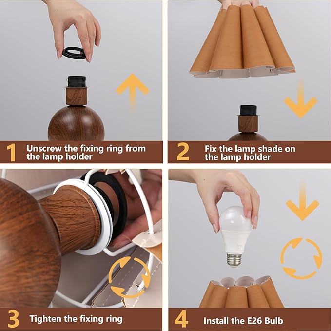 KUNJOULAM Cute Small Table Lamp, Modern Bedside Nightstand Lamp with Coffee Fabric Lampshade, Metal Base for Bedroom Home Office Decor (Without Buld) - Bloomnest