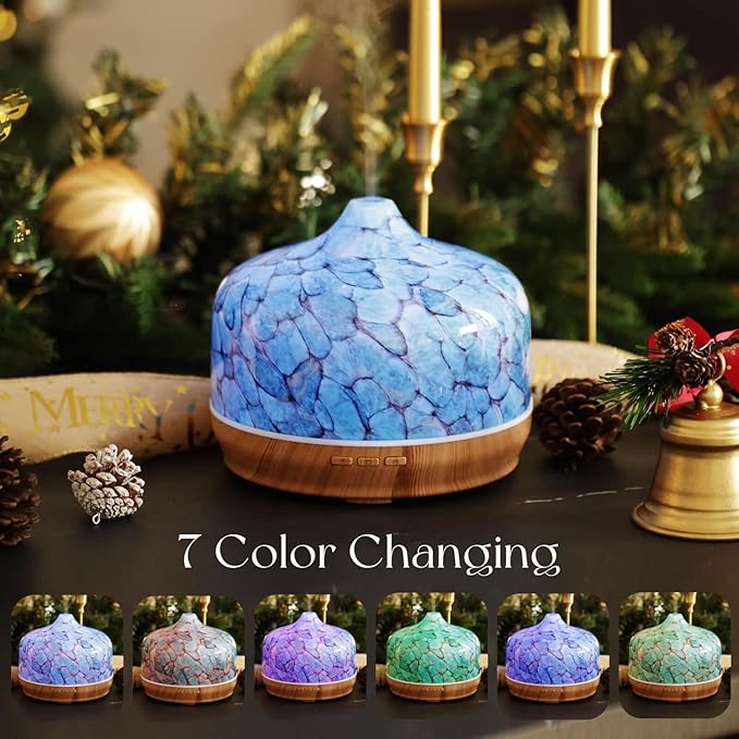 Porseme 500ml Essential Oil Diffuser, Aroma Ultrasonic Humidifier with Remote Control, BPA Free, Auto Shut-Off, 7 Color LED Light for Bedroom - Bloomnest