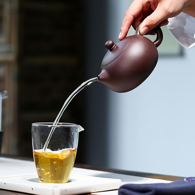 Xishi Teapot 9oz Chinese Yixing Zisha Clay Pot Snap-lid Ceramics Purple Sand Mud Kungfu Tea Set Kettle 14 Hole Filter (purple 270ml) - Bloomnest