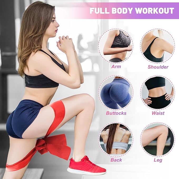 5 Pcs Resistance Bands, Professional Exercise Bands Elastic Stretch Bands for Fitness Yoga Pilates Stretching Strength Training, Workout Bands for Women and Men Home Gym - Bloomnest