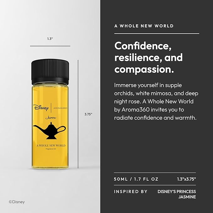 Aroma360 | Disney - A Whole New World Fragrance Oil Blend | Disney Princess Jasmine | Luxury Essential Oil Diffuser | Aromatherapy Scent Diffuser Oil | Bergamot Orange Blossom Rose 1.7 fl oz 50 mL - Bloomnest