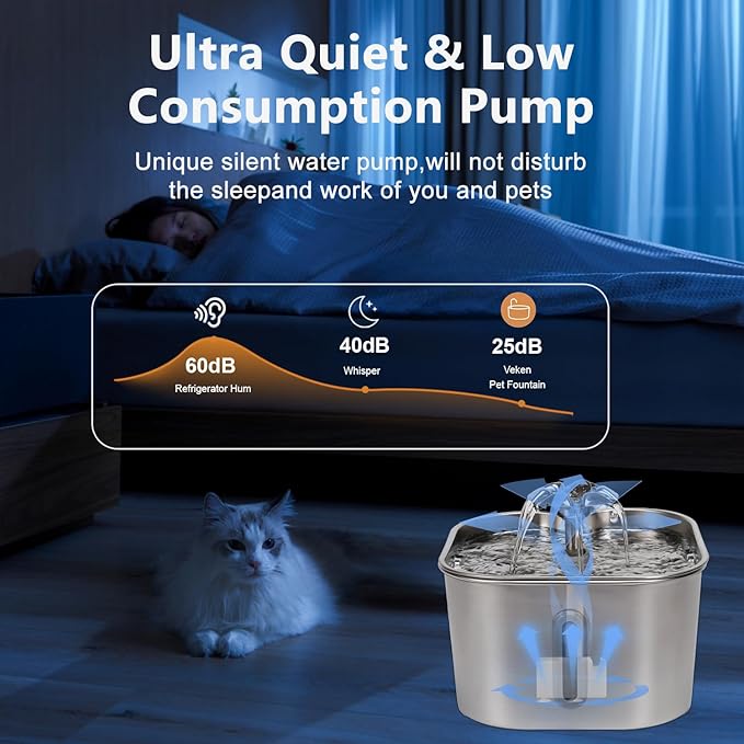Cat Water Fountain Ultra Quiet Replacement Pump JY830 Compatible with Stainless Steel Cat & Dog Drinking Fountains,Automatic Pet Water Fountain Water Pump (JY830) - Bloomnest