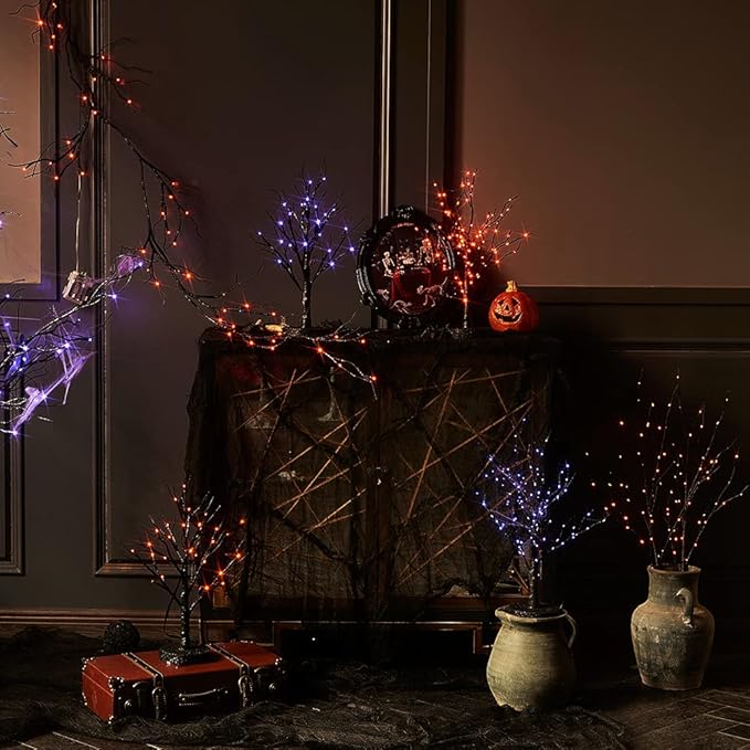 Birchlitland Halloween Lighted Garland Battery Operated with Timer 6FT 48 LED Fairy Lights, Faux Vine with Lights for Mantel Fireplace Wall Patio and Holiday Decor - Bloomnest