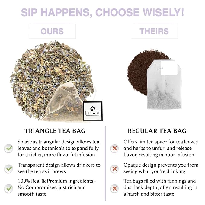 BREWIX, Lavender Mint (25 Pyramid Tea Bags) | Herbal, Caffeine Free, Lavender with Peppermint and Rosemary - Bloomnest